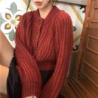 Flare Sleeve Over-sized Knitted Cardigan