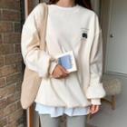 Round-neck Printed Pullover Cream - One Size