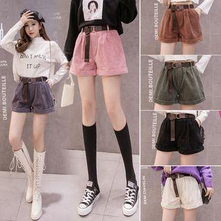 Corduroy Cuffed Wide-leg Pants
