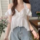 Off-shoulder Halter-neck Chiffon Blouse