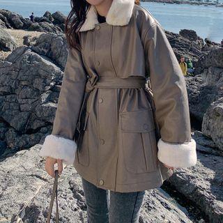 Long-sleeve Tie-waist Fleece Jacket