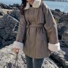 Long-sleeve Tie-waist Fleece Jacket