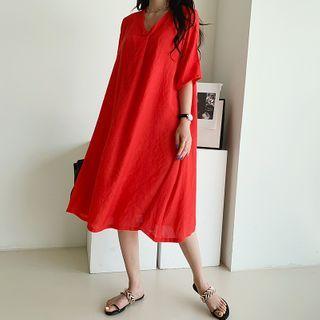 V-neck Boxy-fit Midi Dress