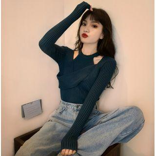 Set: Halter-neck Camisole Top + Sweater