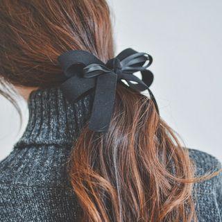 Faux-suede Ribbon Hair Barrette