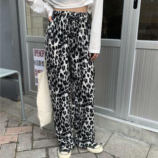 Leopard Print Wide-leg Pants Leopard - One Size