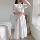 Short-sleeve Henley Midi A-line Dress