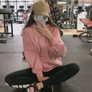 Balloon-sleeve Fleece-lined Boxy Hoodie
