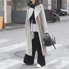 Wide-lapel Maxi Trench Coat With Belt