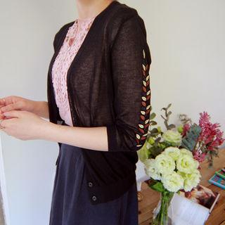 Embroidered-sleeve Cardigan