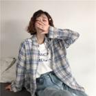 Plaid Shirt / Lettering Short-sleeve T-shirt