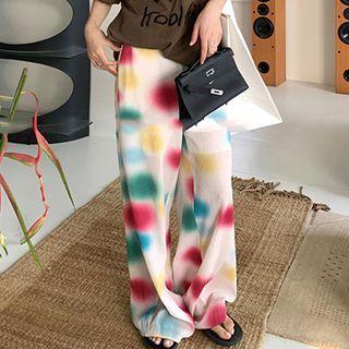 Dot Straight-cut Wide-leg Pants