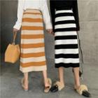 High-waist Striped Knit Skirt