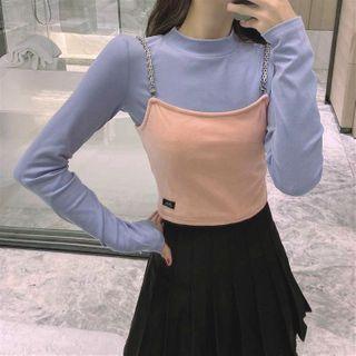 Mock Neck Long-sleeve T-shirt / Camisole Top