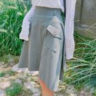 Asymmetric-hem Pocket-front Skirt
