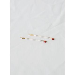 Heart Hair Pin Set Of 2 White - One Size