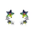 925 Sterling Silver Star Stud Earrings With Austrian Element Crystal Silver - One Size