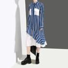Striped Long-sleeve Shirt Midi Dress