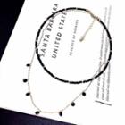 Beaded Layered Necklace Black - One Size