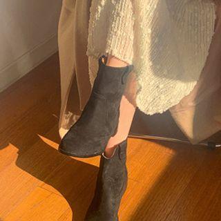Suedette Short Cowboy Boots