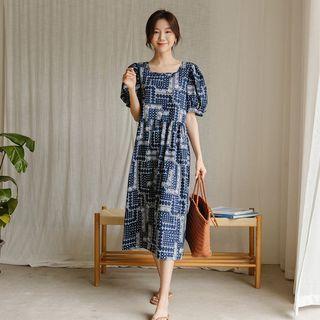 Button-back Paisley Long Dress