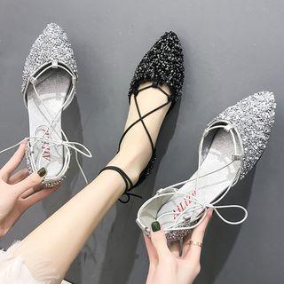 Rhinestone Strappy Pointy-toe Flat Sandals