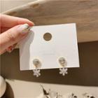 Flower Rhinestone Alloy Dangle Earring Silver Earring - Crystal - Gold - One Size