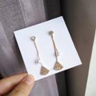 Alloy Rhinestone Fan Faux Pearl Dangle Earring 1 Pair - Gold - One Size