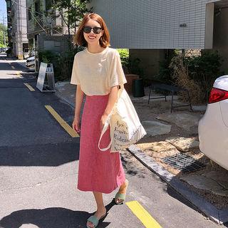 Boxy Melange Linen Blend T-shirt