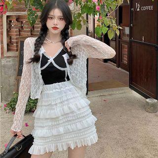 Ruffle Mini A-line Skirt White - One Size