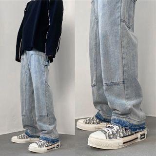 Washed Loose Fit Cargo Jeans