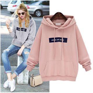 Long-sleeved Lettering Loose-fit Oversized Hooded Sweatshirt