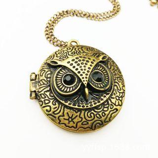 Owl Pendant Alloy Necklace Bronze - One Size