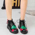 Faux-leather Color-block Ankle Boots