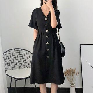 Button-detail Short-sleeve Dress