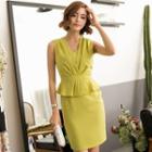 Sleeveless Ruffle Mock Two Piece Dress