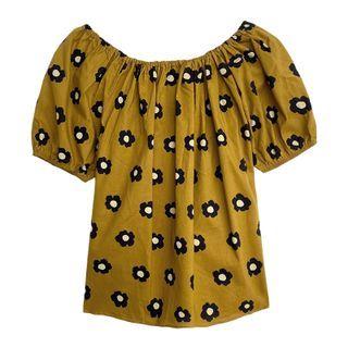 Off-shoulder Flower Print Top Flower - One Size