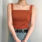 Knitted Plain Square-neck Camisole Top
