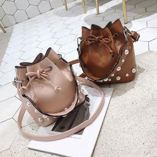 Beaded Drawstring Bucket Bag