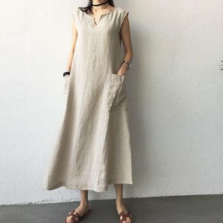 Hemp Blend A-line Long Dress