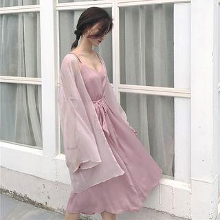 Set: Sheer Light Jacket + Spaghetti Strap Dress