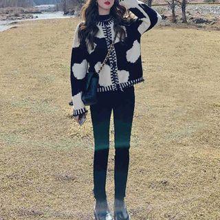 Pattern Cardigan / Skinny Jeans / Set
