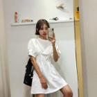 Puff-sleeve A-line Mini Flare Dress