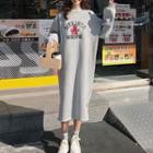 Long-sleeve Print Sweatshirt Midi Dress