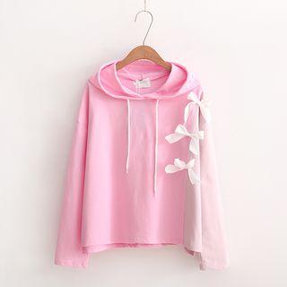 Bow Accent Color Panel Hoodie