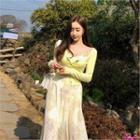 Slim-fit Cardigan & Chain-strap Camisole Set
