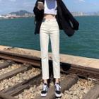 High-waist Straight Leg Cropped Jeans (various Designs)
