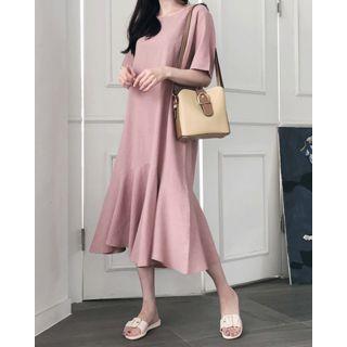 Ruffle-hem Linen Blend Long Dress