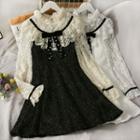 Glitter Ruffled-trim Lace Mini Dress