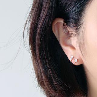 925 Sterling Silver Rhinestone Layered Ear Cuff
